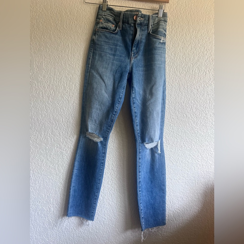 MOTHER Blue Distressed Jeans
